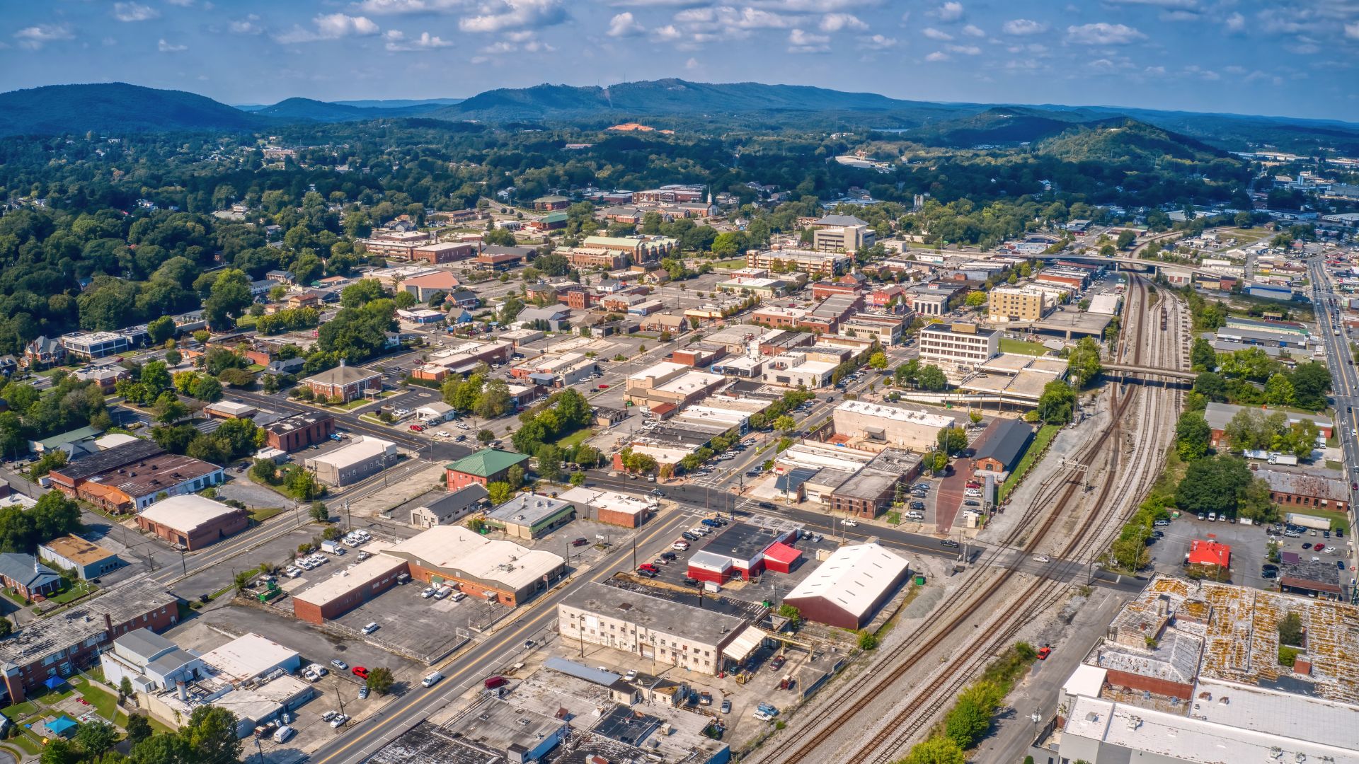 Aerial shot of Dalton Georgia