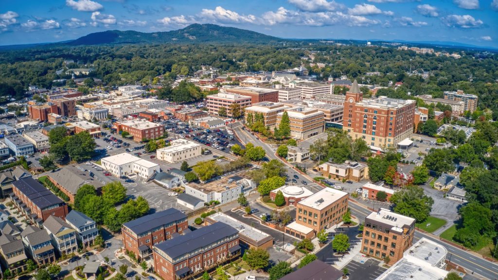 Downtown Marietta Georgia aerial view