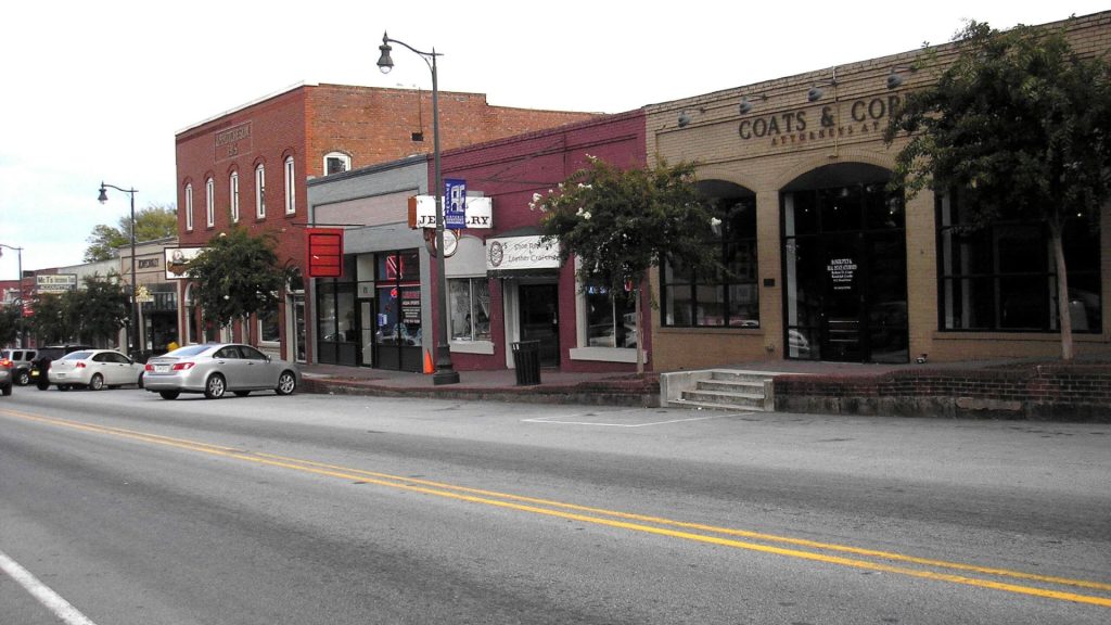 Storefronts in downtown Douglasville Georgia