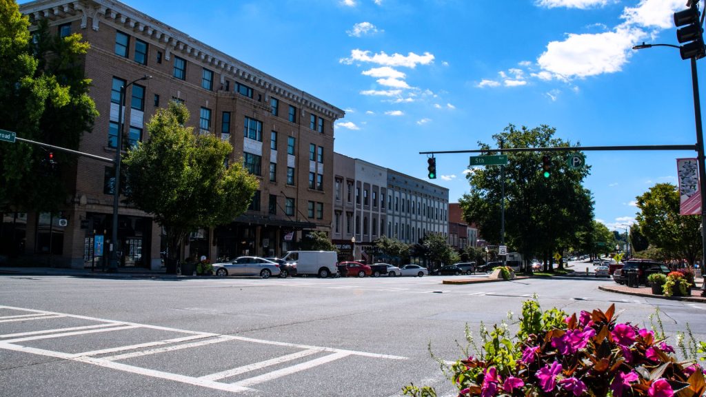 Intersection of 5th Avenue in downtown Rome Georgia
