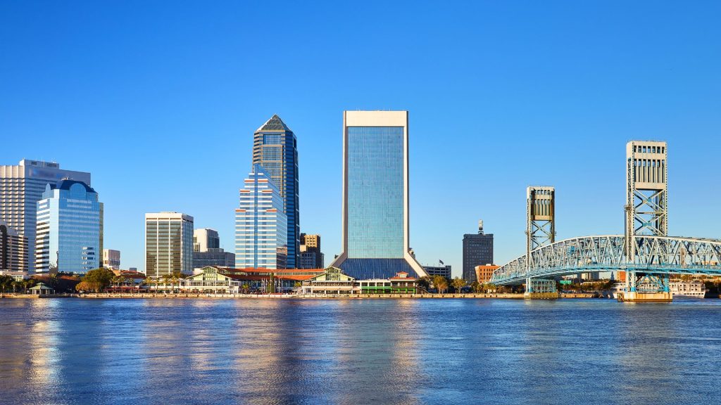 Jacksonville Florida skyline along the St. Johns River
