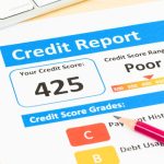 Credit report with low credit score and poor rating
