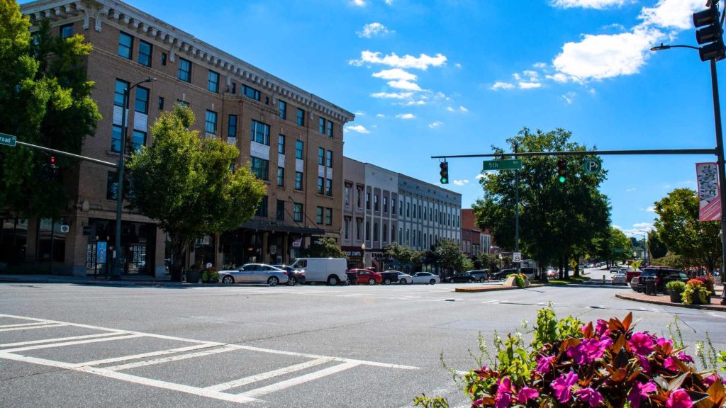 Intersection of 5th Avenue in downtown Rome Georgia
