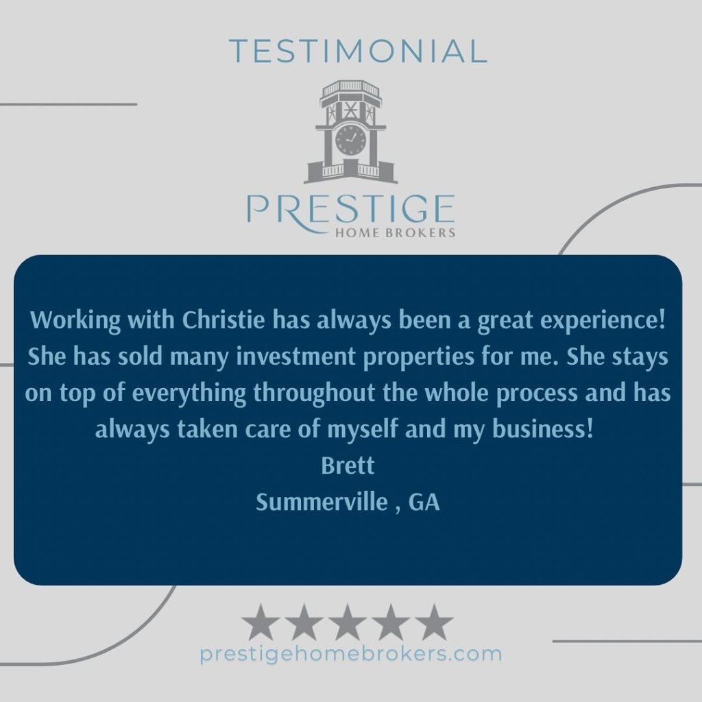 Client testimonial for Prestige Home Brokers in Rome Georgia