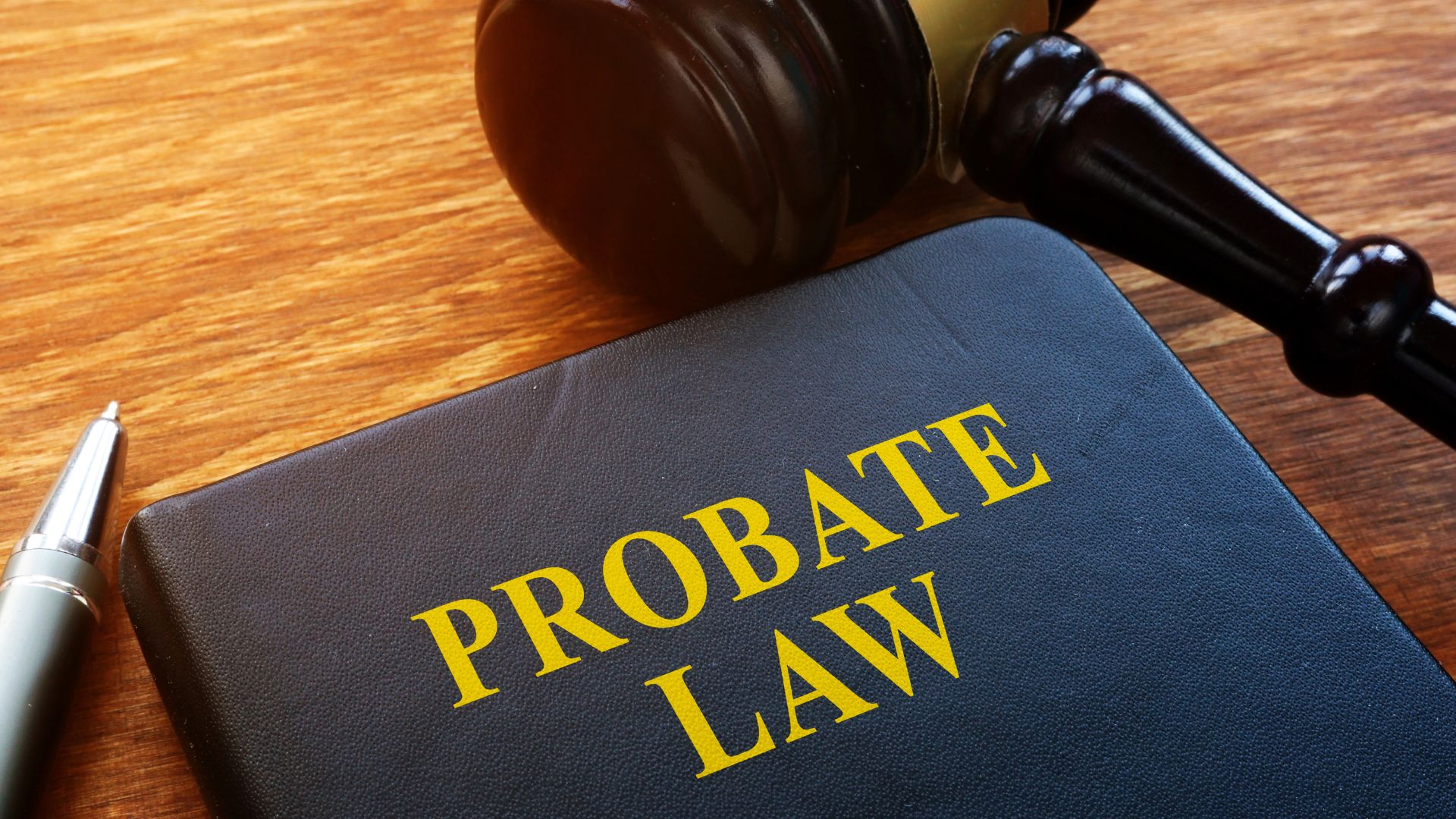 Close up of probate law book and gavel