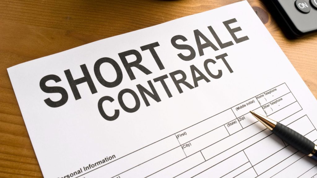 Short sale contract document with pen